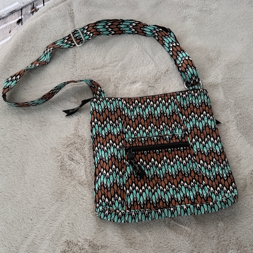 Vera Bradley Brown and Teal Crossbody Bag